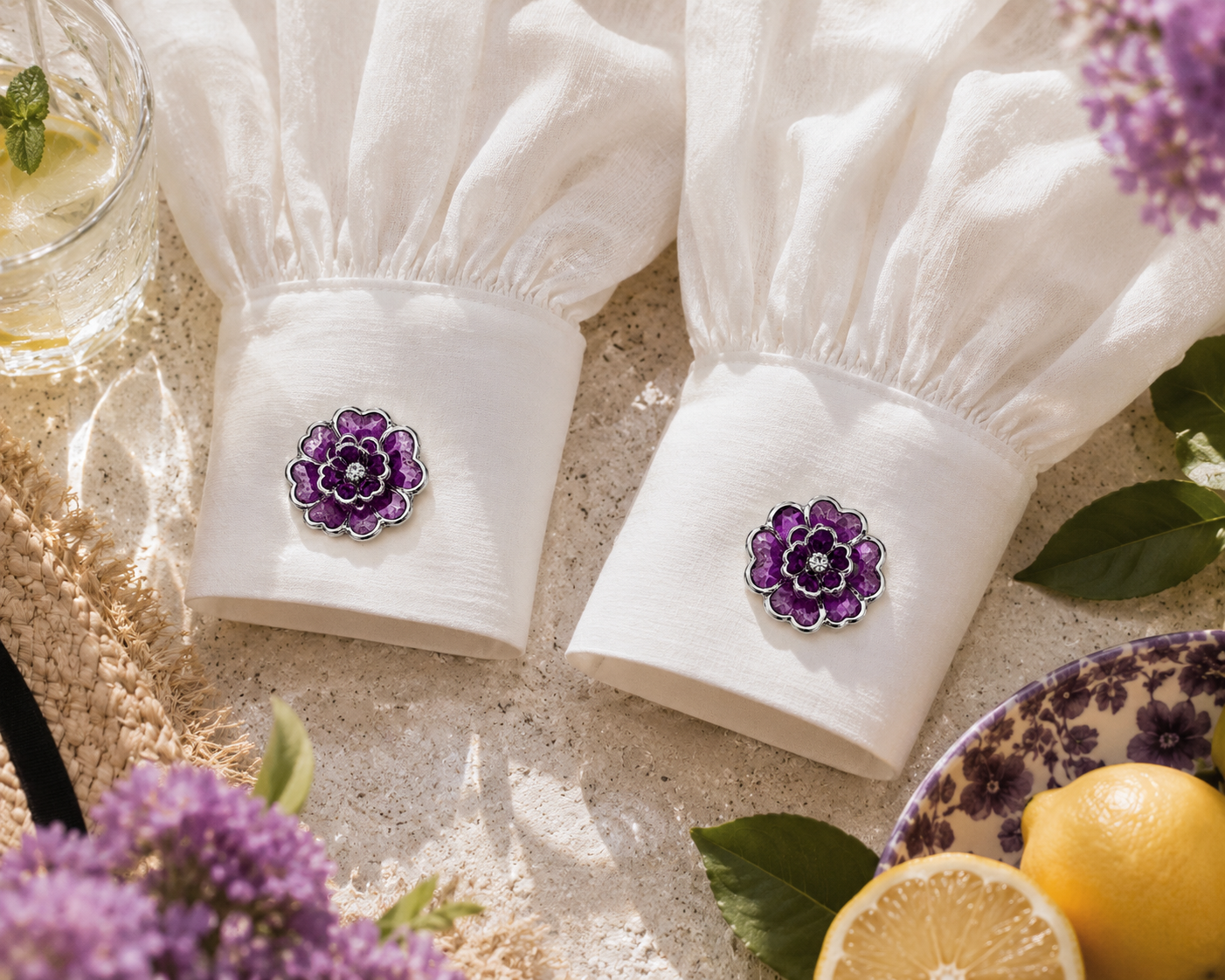 Set 2 butoni eleganti pentru camasa - Celeste