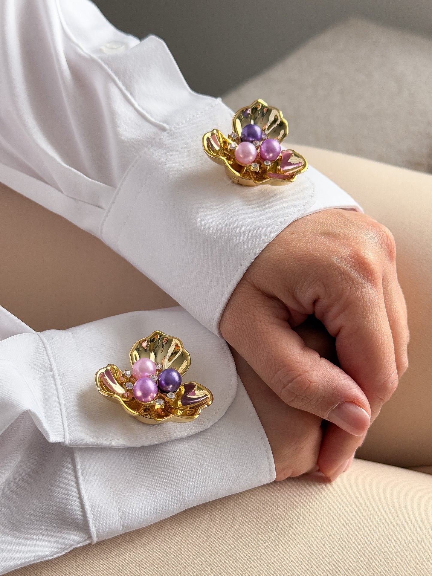 Set 2 butoni eleganti pentru camasa - Orchid